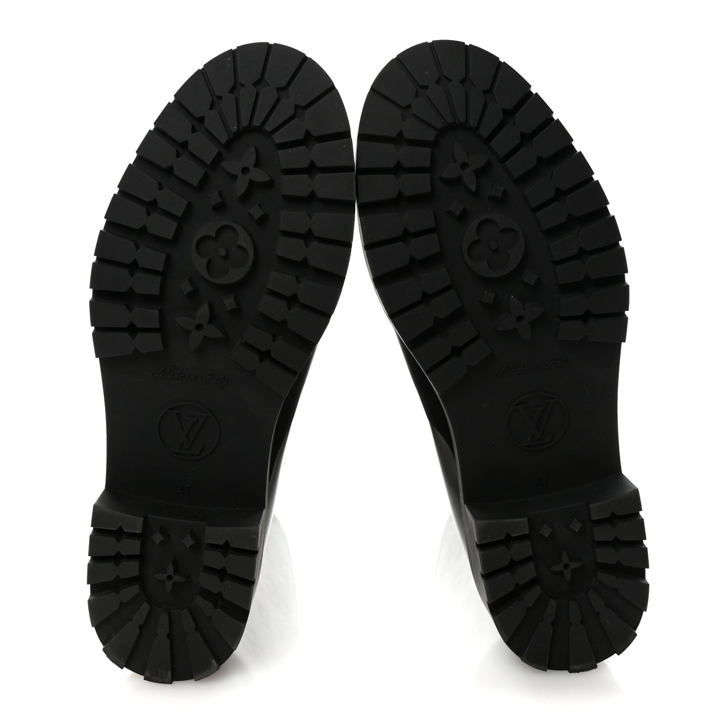 Rubber Embossed Monogram Drops Flat Half Boots 41 Black
