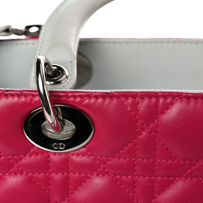 Christian Dior Lambskin Cannage Medium Tri-Color Lady Dior Fuchsia Orange 25 of 37