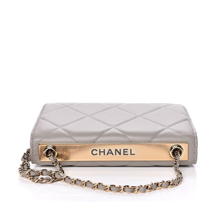 Chanel Lambskin Quilted Trendy CC Wallet On Chain WOC Grey 11 of 12