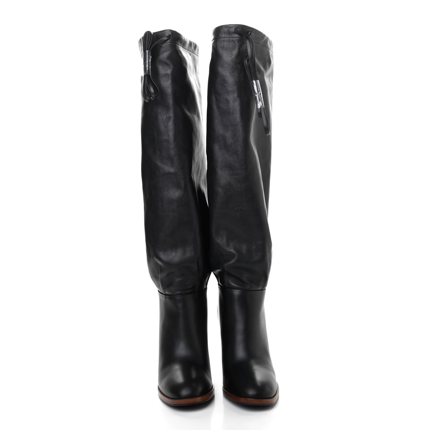 Deauville Calfskin Cinched Knee High Boots 36.5 Black