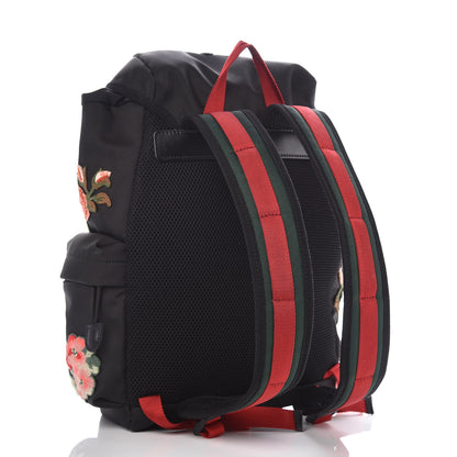 Gucci Techno Canvas Web L'Aveugle Par Amour Embroidered Double Buckle Backpack Black 3 of 10