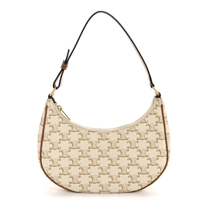 Celine Canvas Calfskin Ava Triomphe Shoulder Bag White 1 of 14