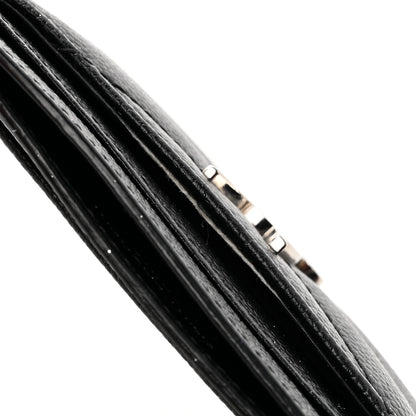 Saint Laurent Grain De Poudre Matelasse Chevron Monogram Credit Card Case Black 8 of 14