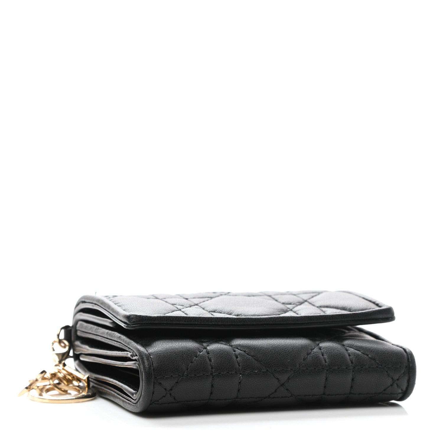 Christian Dior Lambskin Cannage Lady Dior Lotus Wallet Black 4 of 8