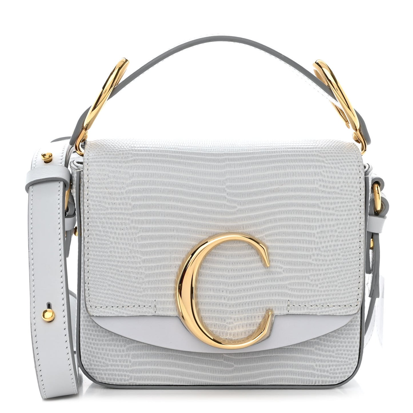 Calfskin Lizard Embossed Mini C Double Carry Light Cloud