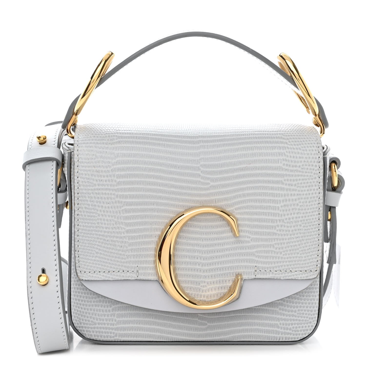Chloe Calfskin Lizard Embossed Mini C Double Carry Light Cloud 1 of 11