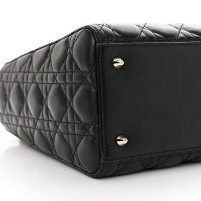 Christian Dior Lambskin Cannage Medium Lady Dior Black 9 of 11