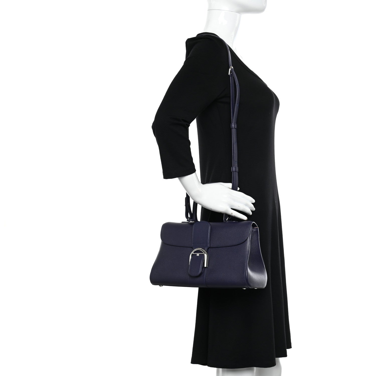 Delvaux Calfskin Mini Brillant East West Satchel Navy 2 of 11