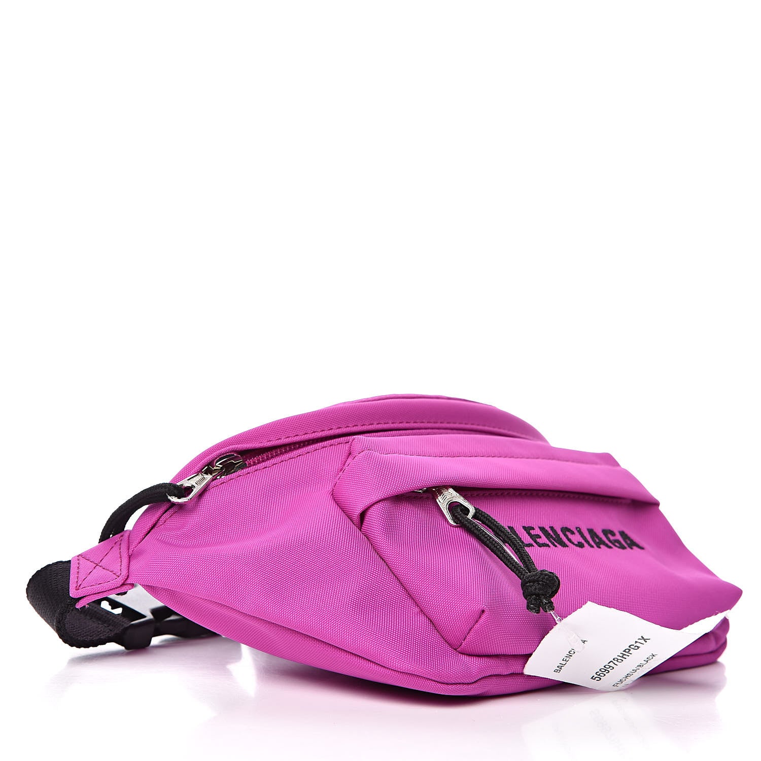 Balenciaga Sport Nylon Logo Embroidered Small Wheel Beltpack Fuchsia Black 4 of 8