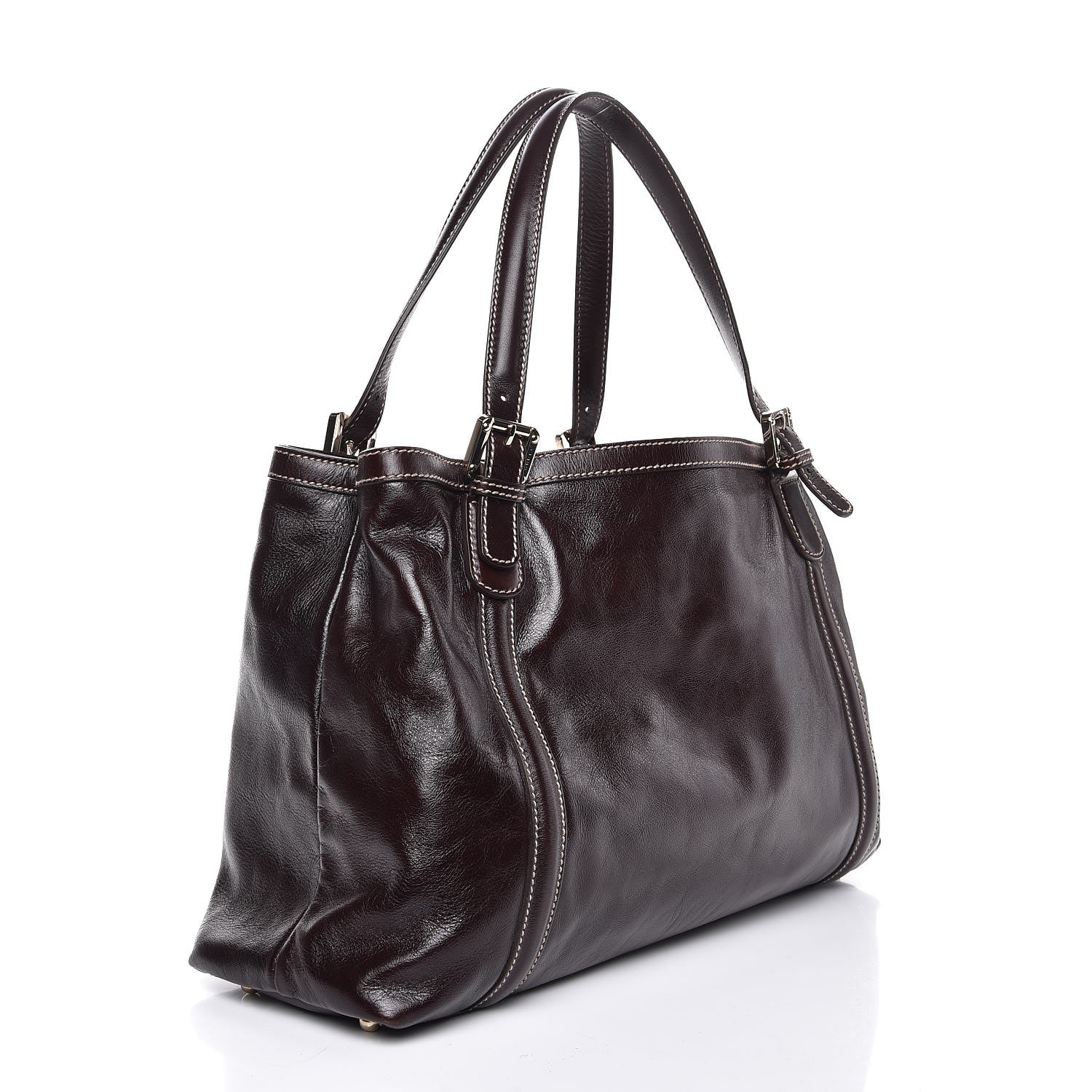Gucci Calfskin Medium Britt Tote Dark Brown 3 of 7
