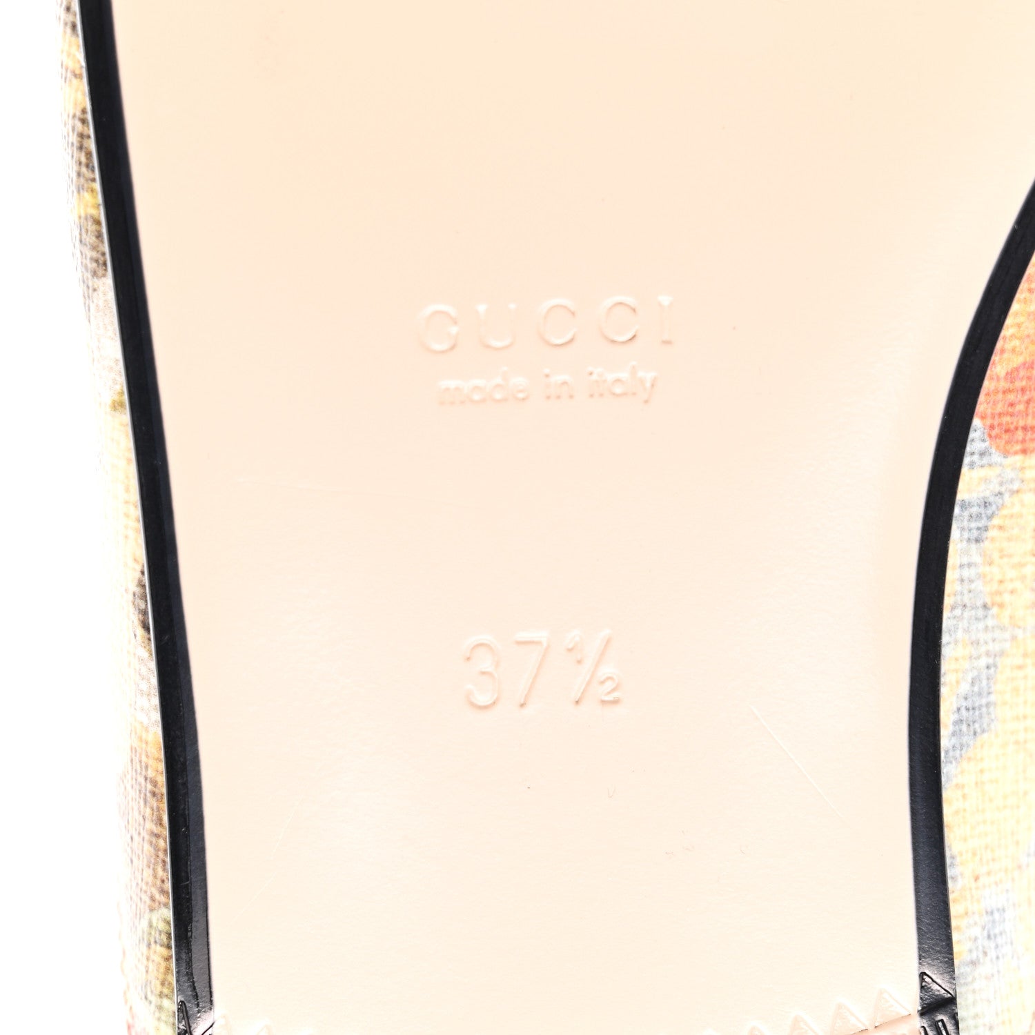 Gucci GG Supreme Monogram Malaga Kid Water Flora Womens Princetown Slippers 37.5 Beige White Multicolor Mystic White 6 of 8