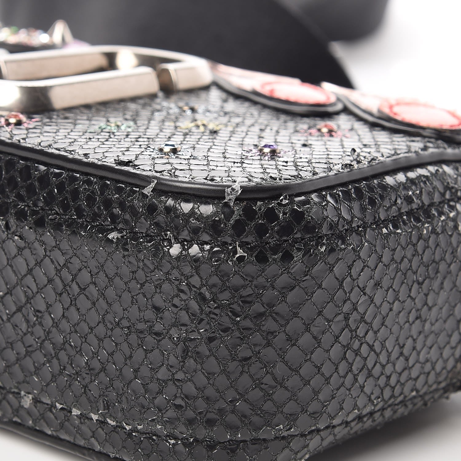 Marc Jacobs Metallic Sheepskin Python Embossed Snapshot Camera Bag Black 10 of 16