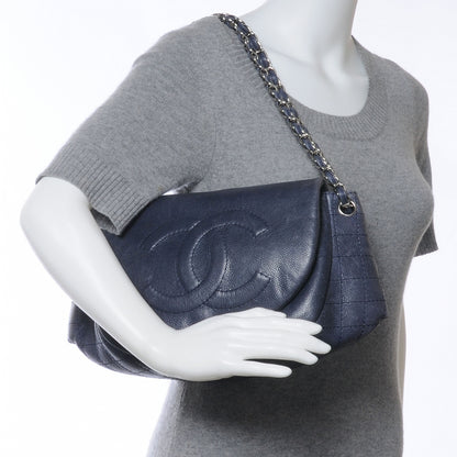 Chanel Caviar Half Moon Large Flap Navy 2 of 7