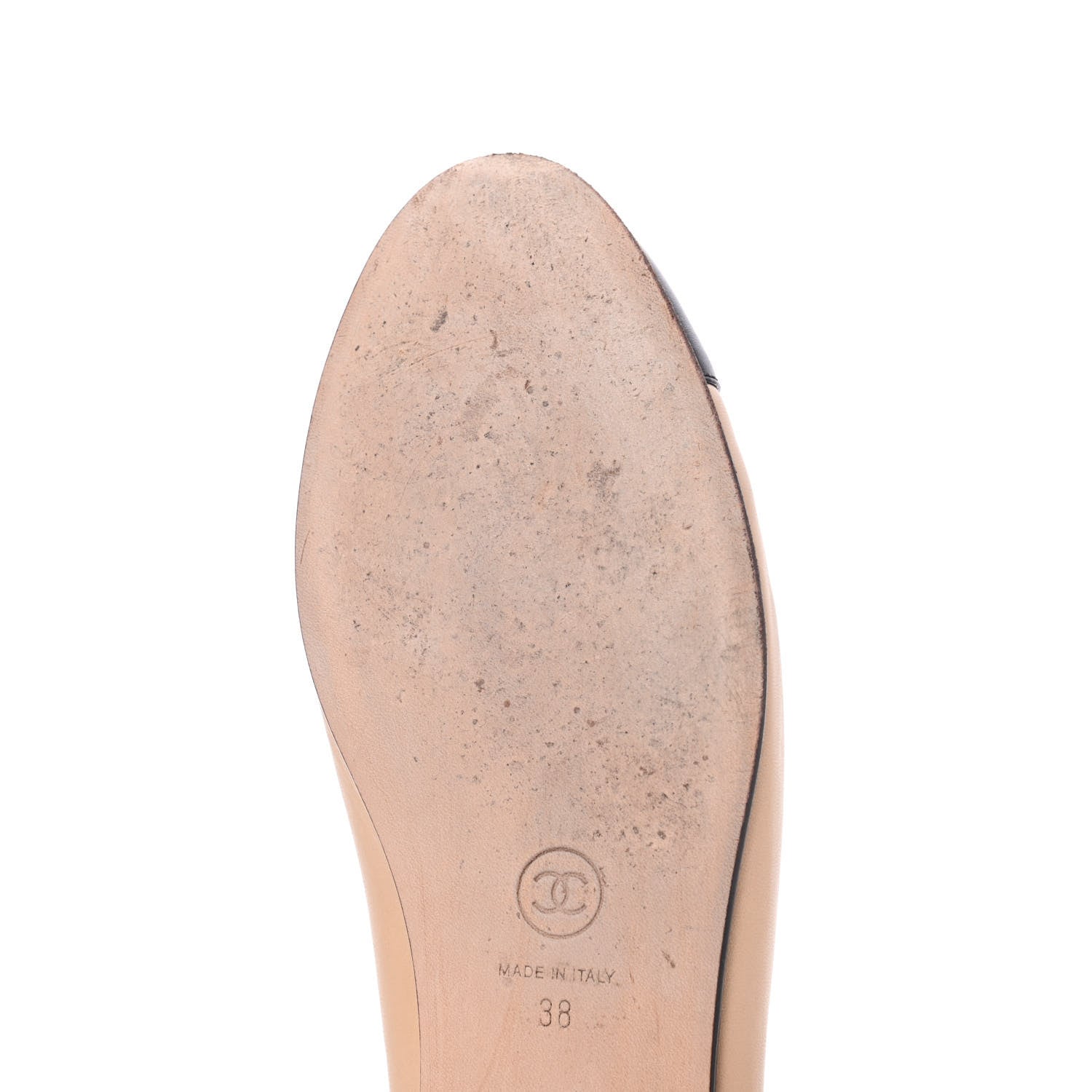 Chanel Lambskin Cap Toe CC Ballerina Flats 38 Beige Black 16 of 19