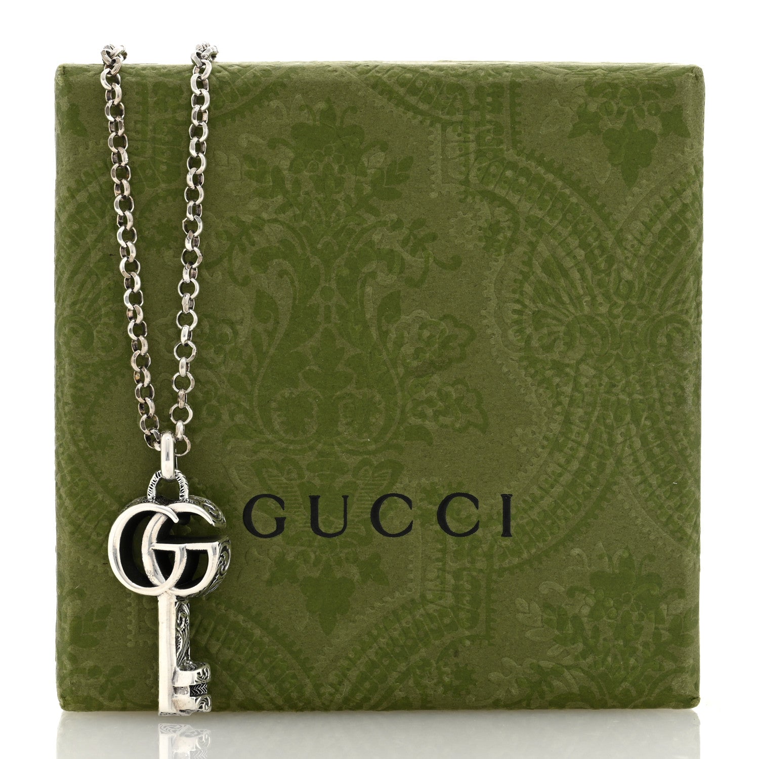 Gucci Sterling Silver Double G Key Pendant Necklace 5 of 5