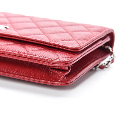 Chanel Caviar Quilted Wallet On Chain WOC Red 10 of 11