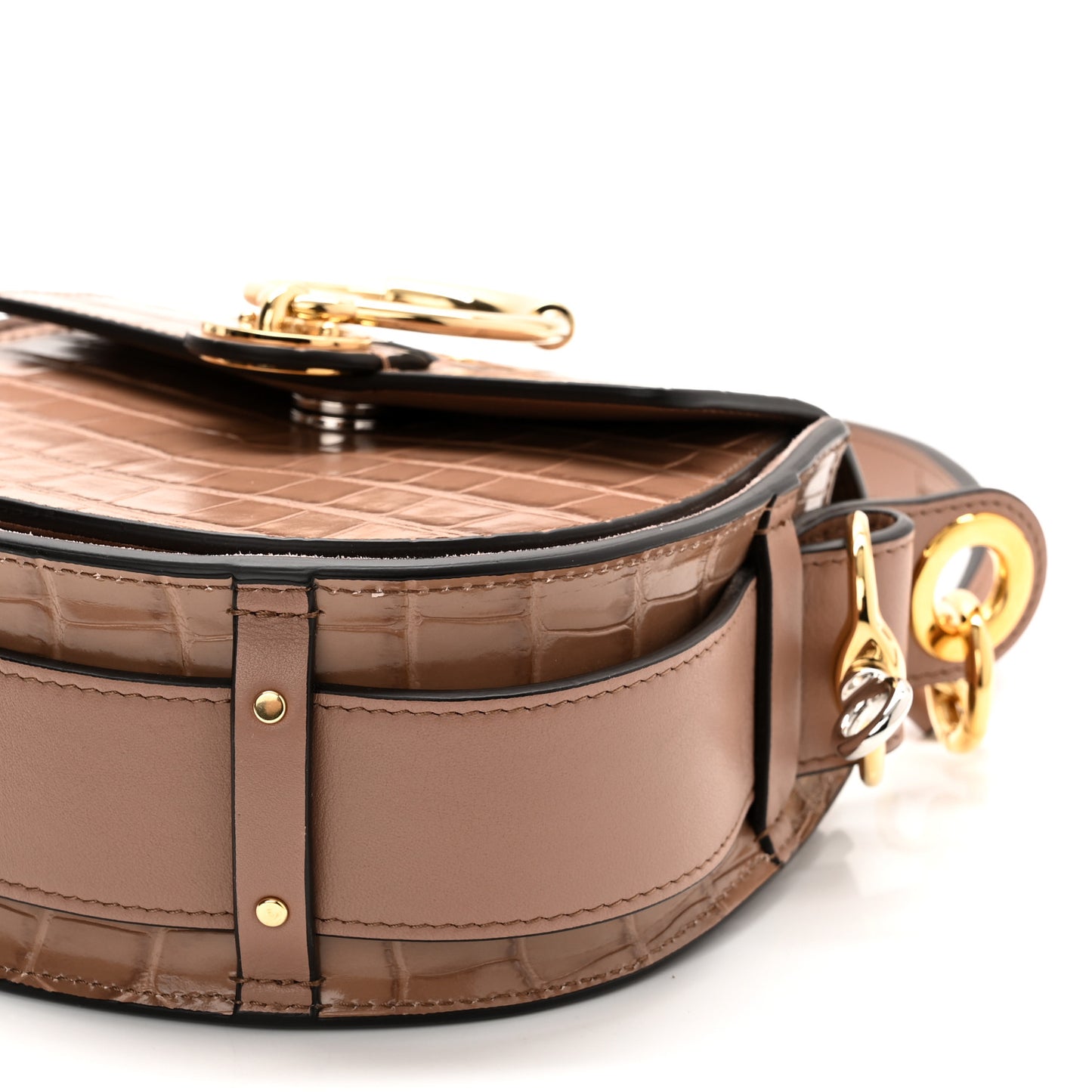 Calfskin Crocodile Embossed Small Tess Bag Woodrose