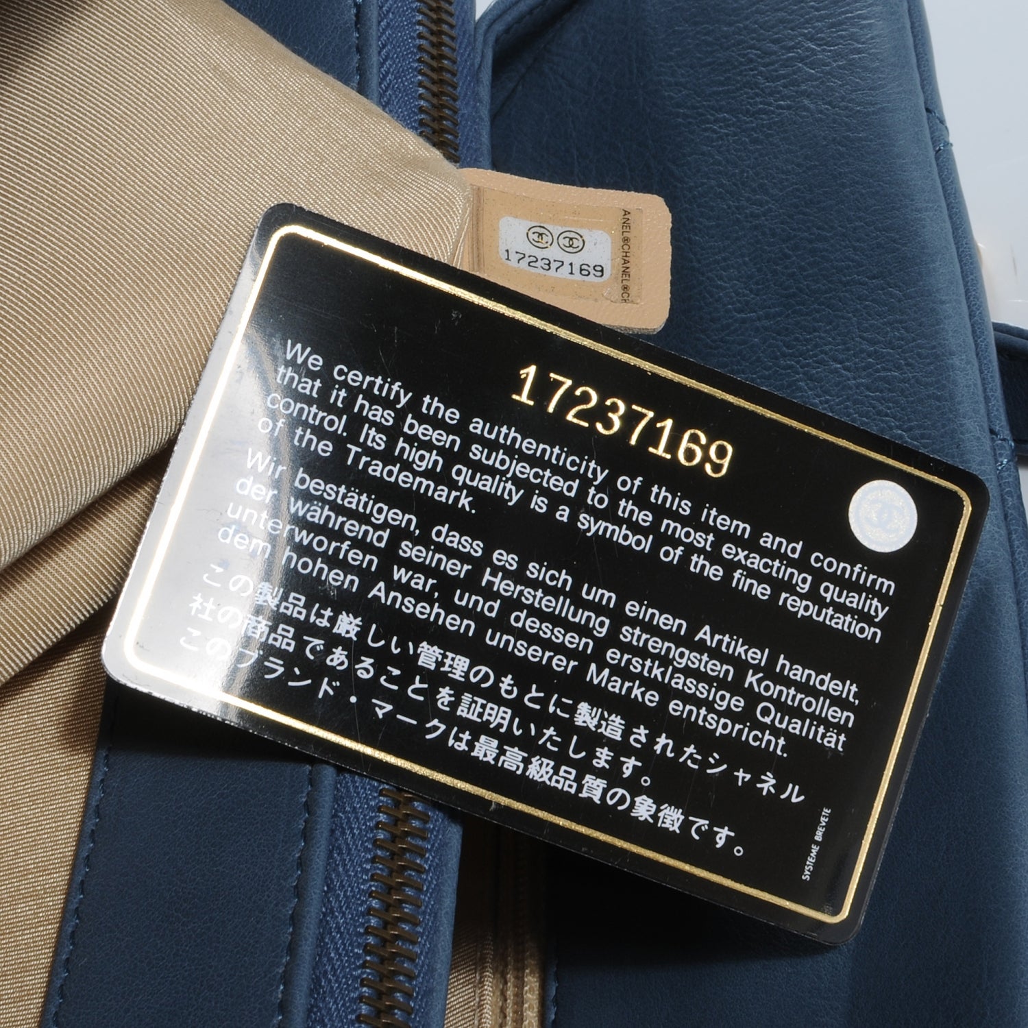 Chanel Calfskin CC Crown Small Tote Blue 9 of 9