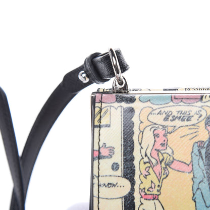Prada Saffiano Vintage Comics Light Frame Bag Lago Black 11 of 11