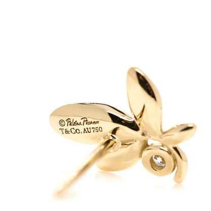 Tiffany 18K Yellow Gold Diamond Paloma Picasso Olive Leaf Earrings 4 of 5