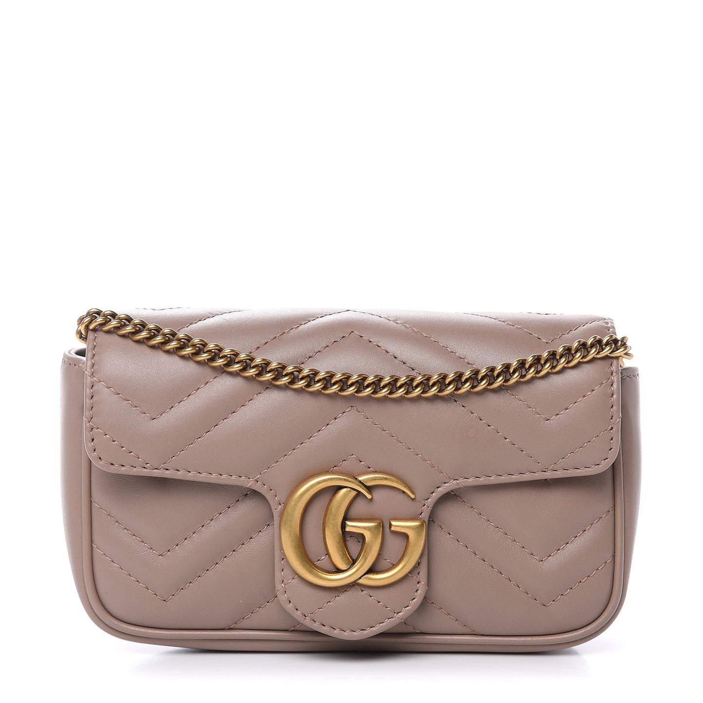 Calfskin Matelasse Super Mini GG Marmont Shoulder Bag Porcelain Rose