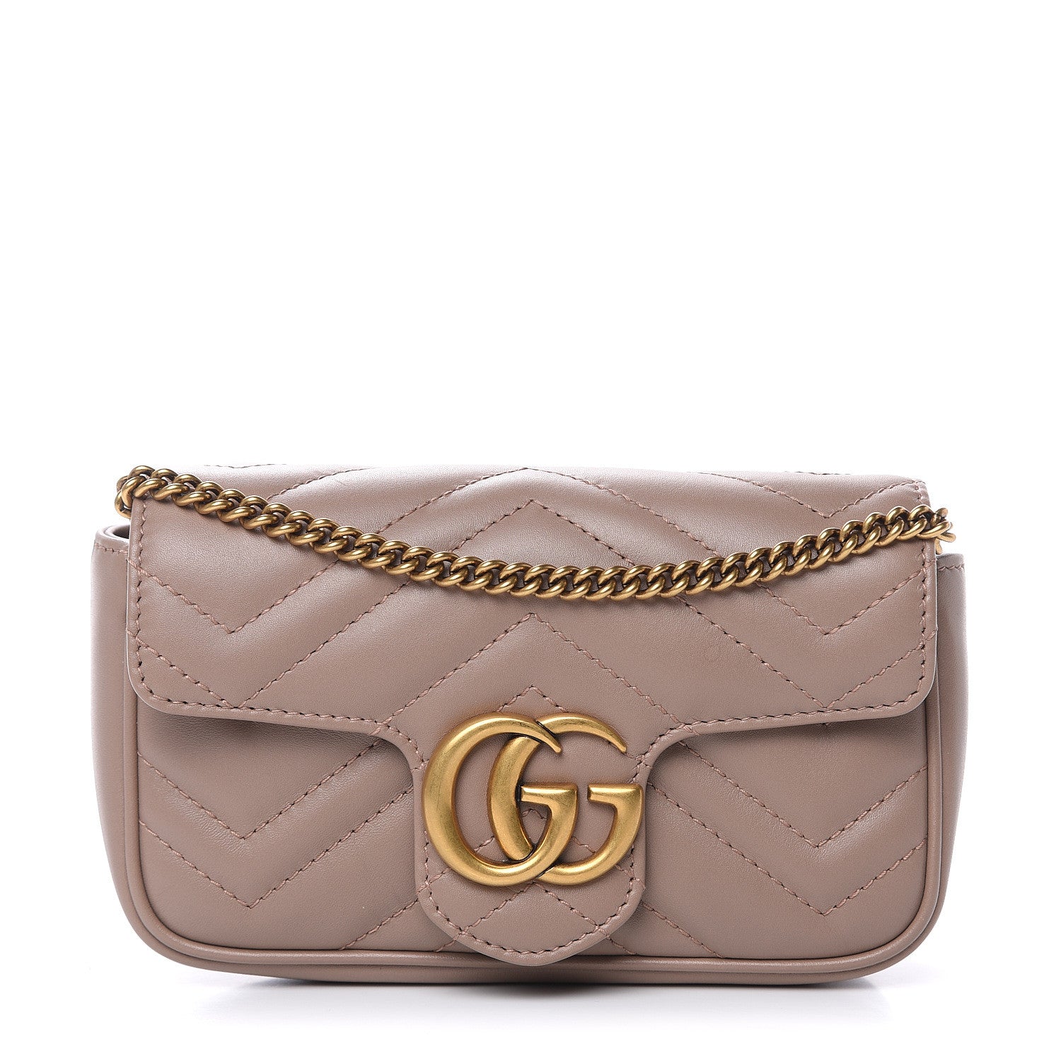 Gucci Calfskin Matelasse Super Mini GG Marmont Shoulder Bag Porcelain Rose 1 of 10
