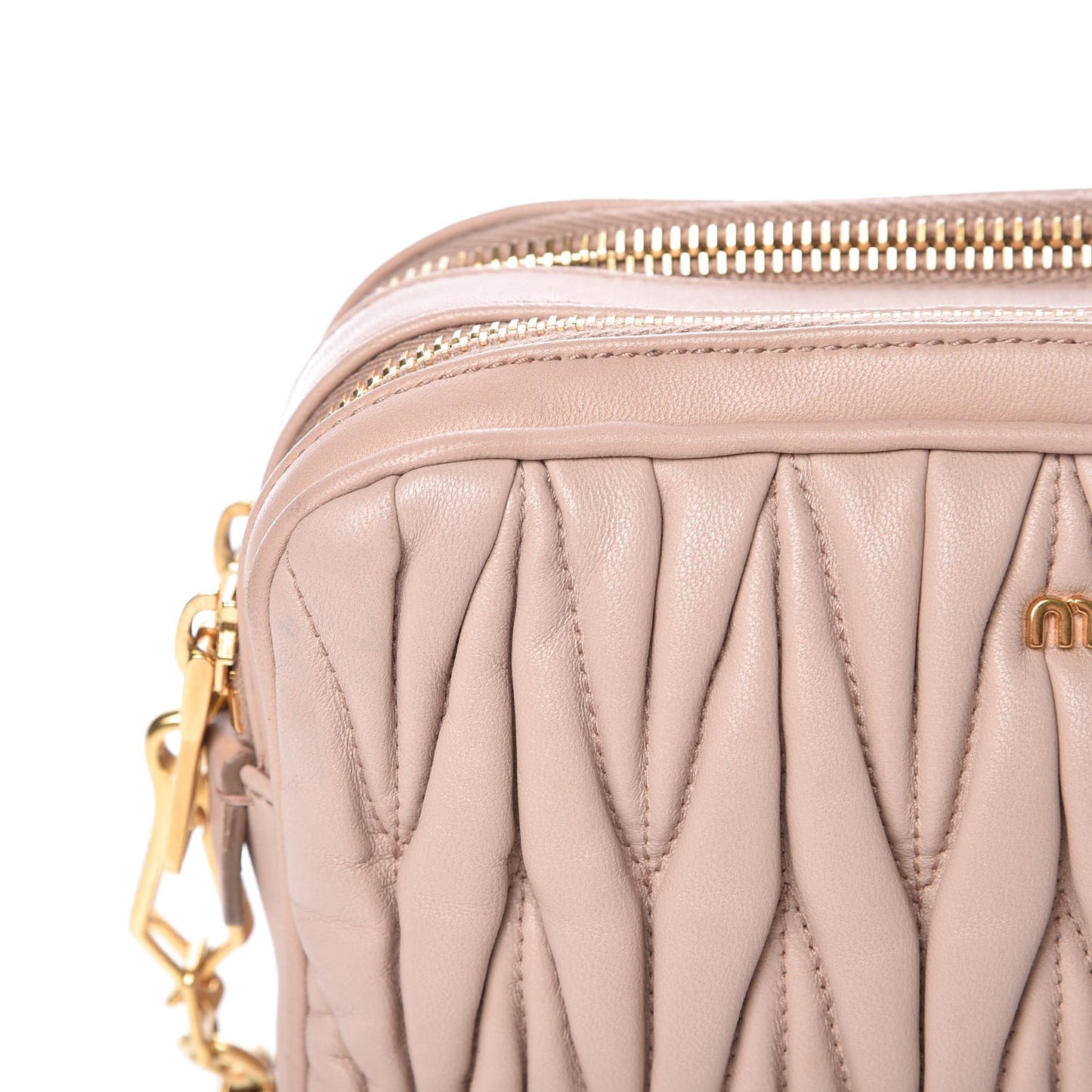 Nappa Matelasse Double Zip Chain Shoulder Bag Cammeo