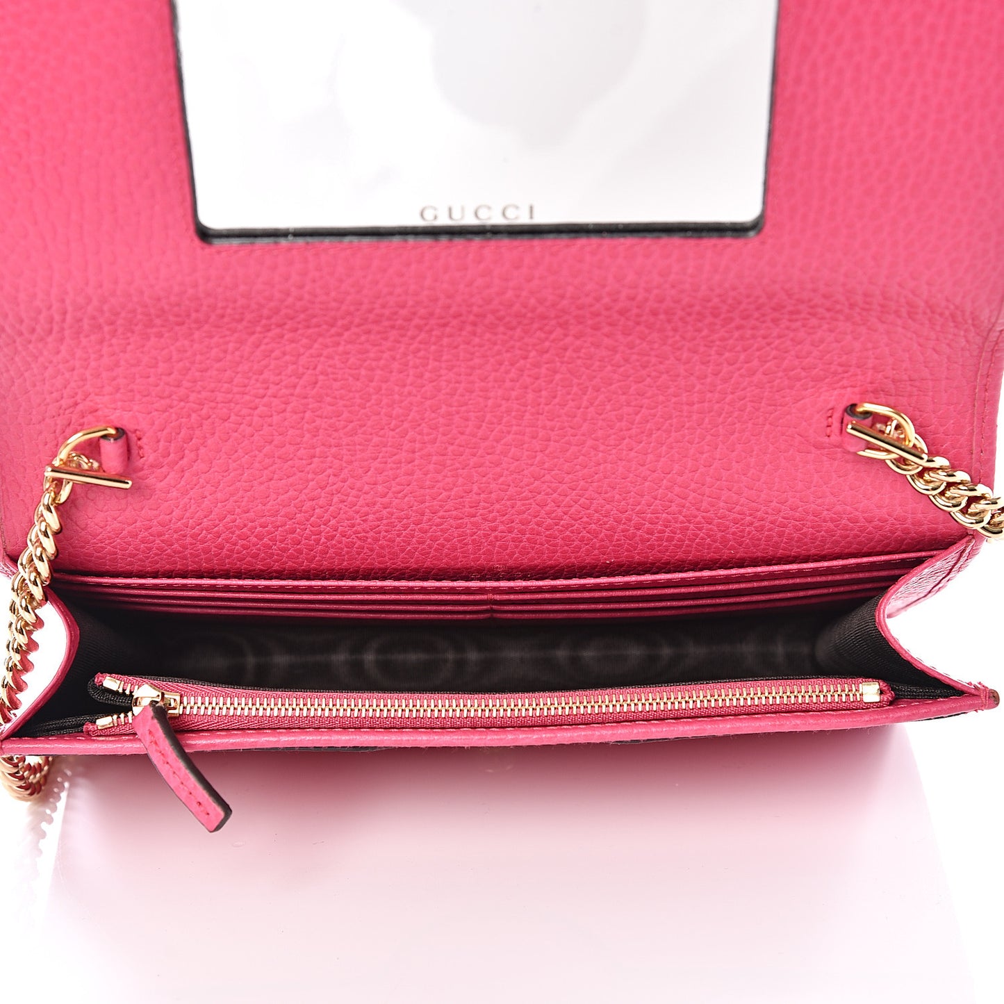 Dollar Calfskin Mini GG Marmont Chain Wallet Box Pink