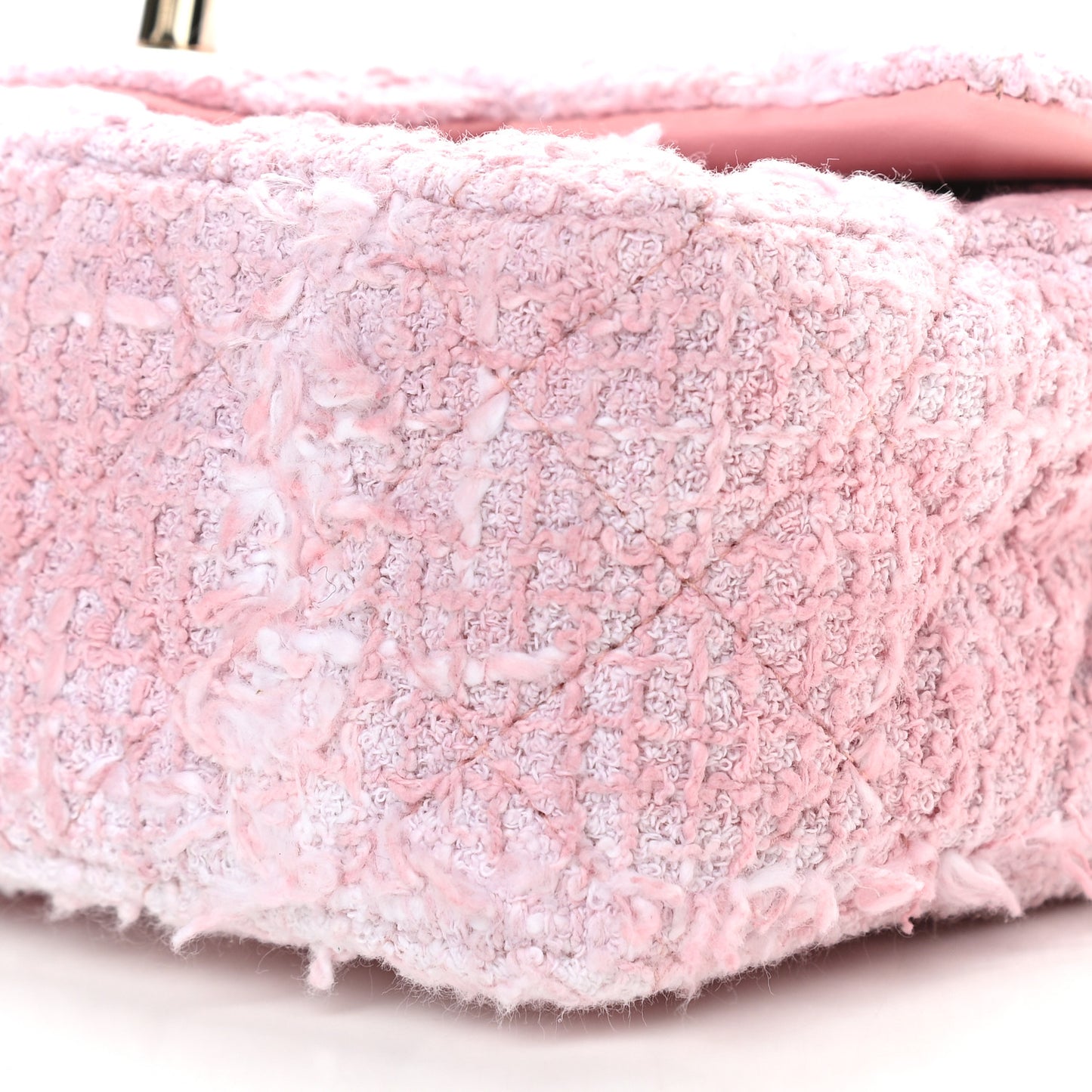 Tweed Quilted Mini Rectangular Flap Light Pink White