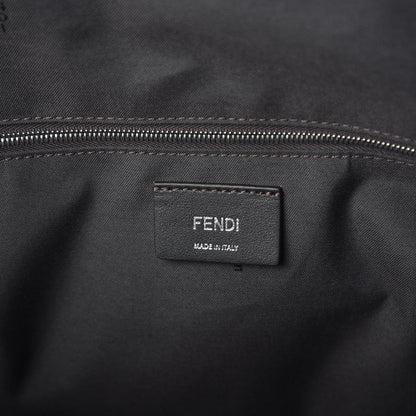 Fendi Glazed Fabric Vitello Century FF 1974 Stamp Patch Shopping Tote Mogano Panna Caramello 8 of 9