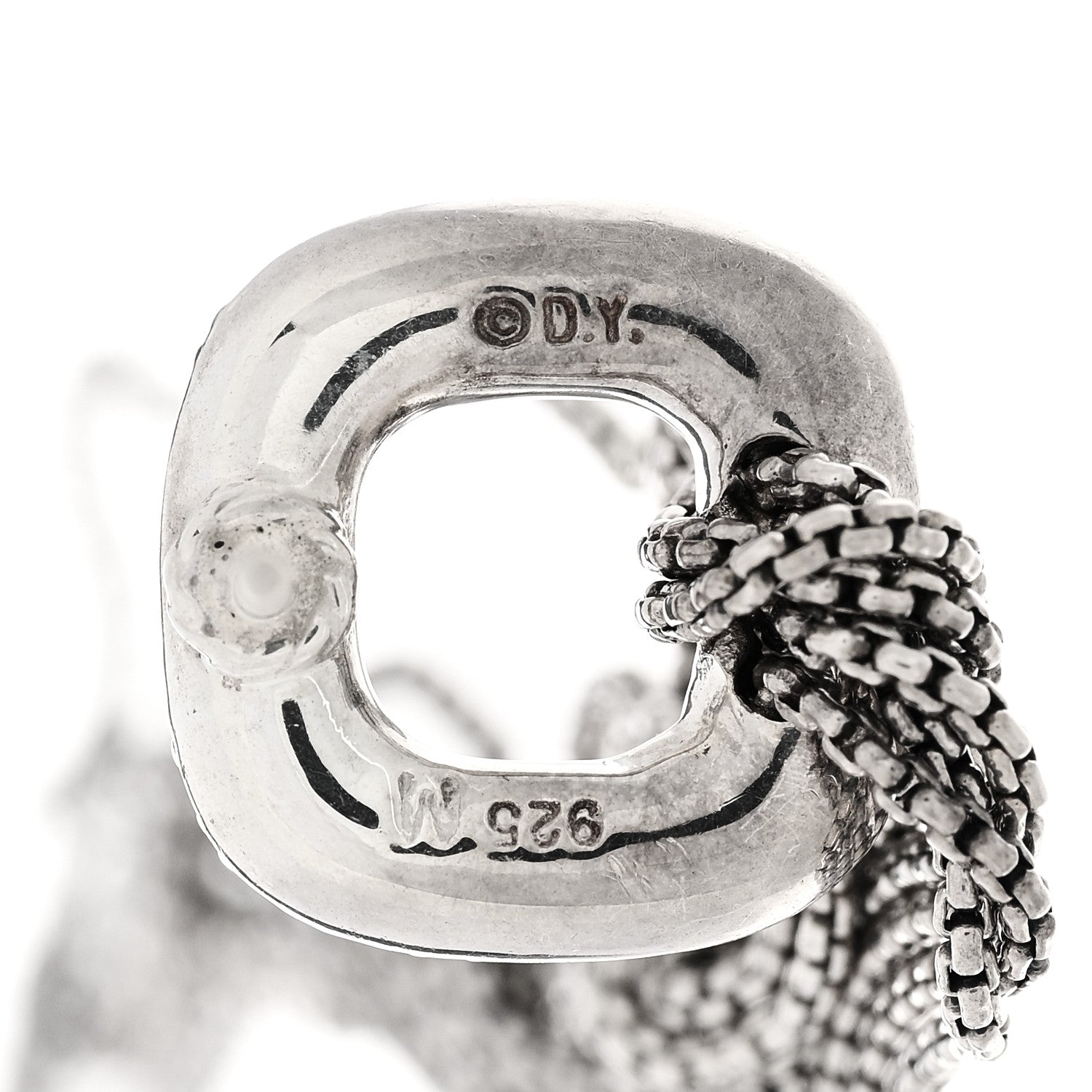 David Yurman Sterling Silver Diamond Tassel Drop Earrings 3 of 4