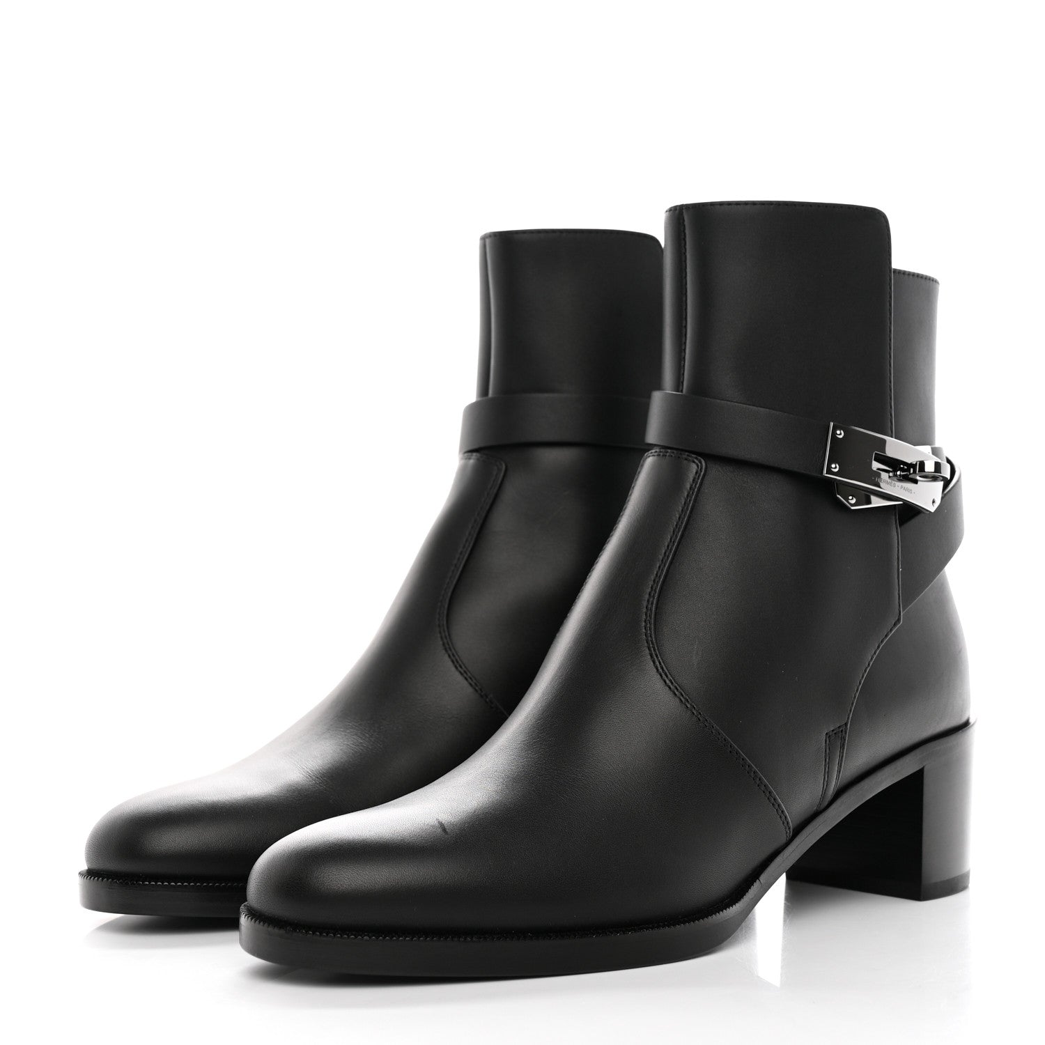 Hermes Calfskin Frenchie 50 Ankle Boots 36.5 Black 3 of 12