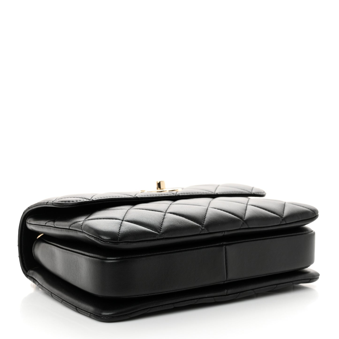 Lambskin Quilted Small Trendy CC Dual Handle Flap Bag Black