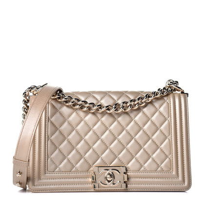 Chanel Metallic Caviar Quilted Medium Boy Flap Light Gold 1 of 11