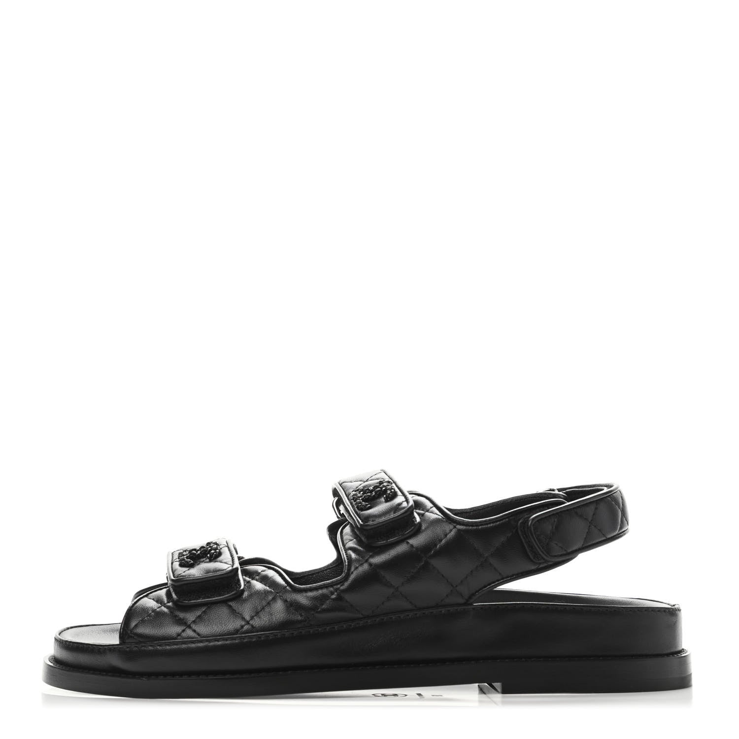 Chanel Lambskin Velcro Dad Sandals 39 Black 1 of 4