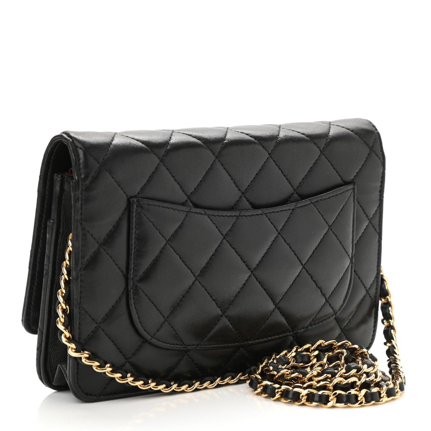 Lambskin Quilted Wallet On Chain WOC Black