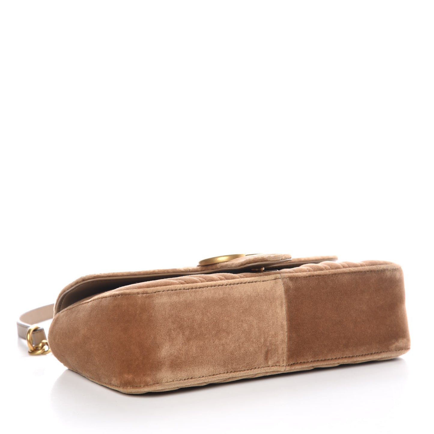 Velvet Matelasse Small GG Marmont Shoulder Bag Taupe