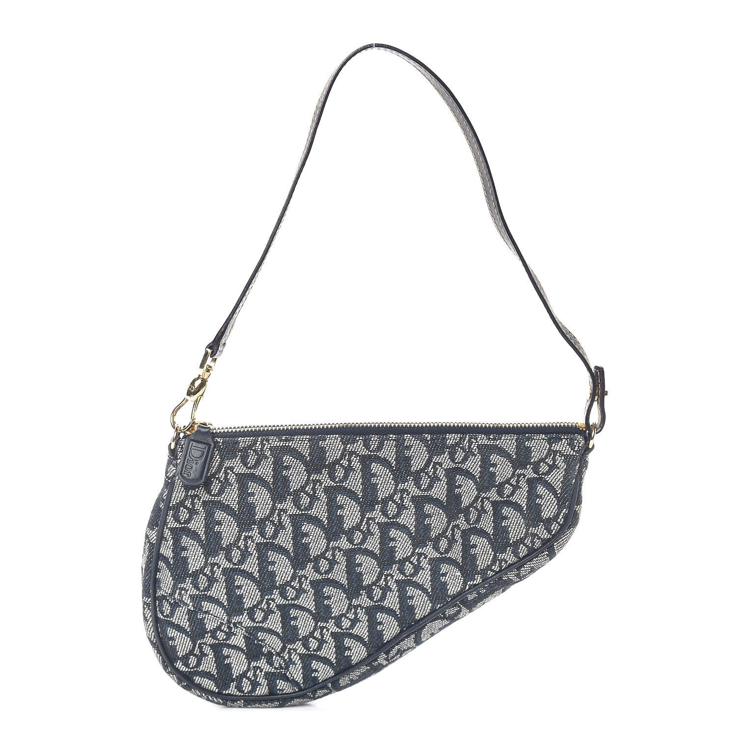 Christian Dior Monogram Mini Saddle Pochette Navy 1 of 10