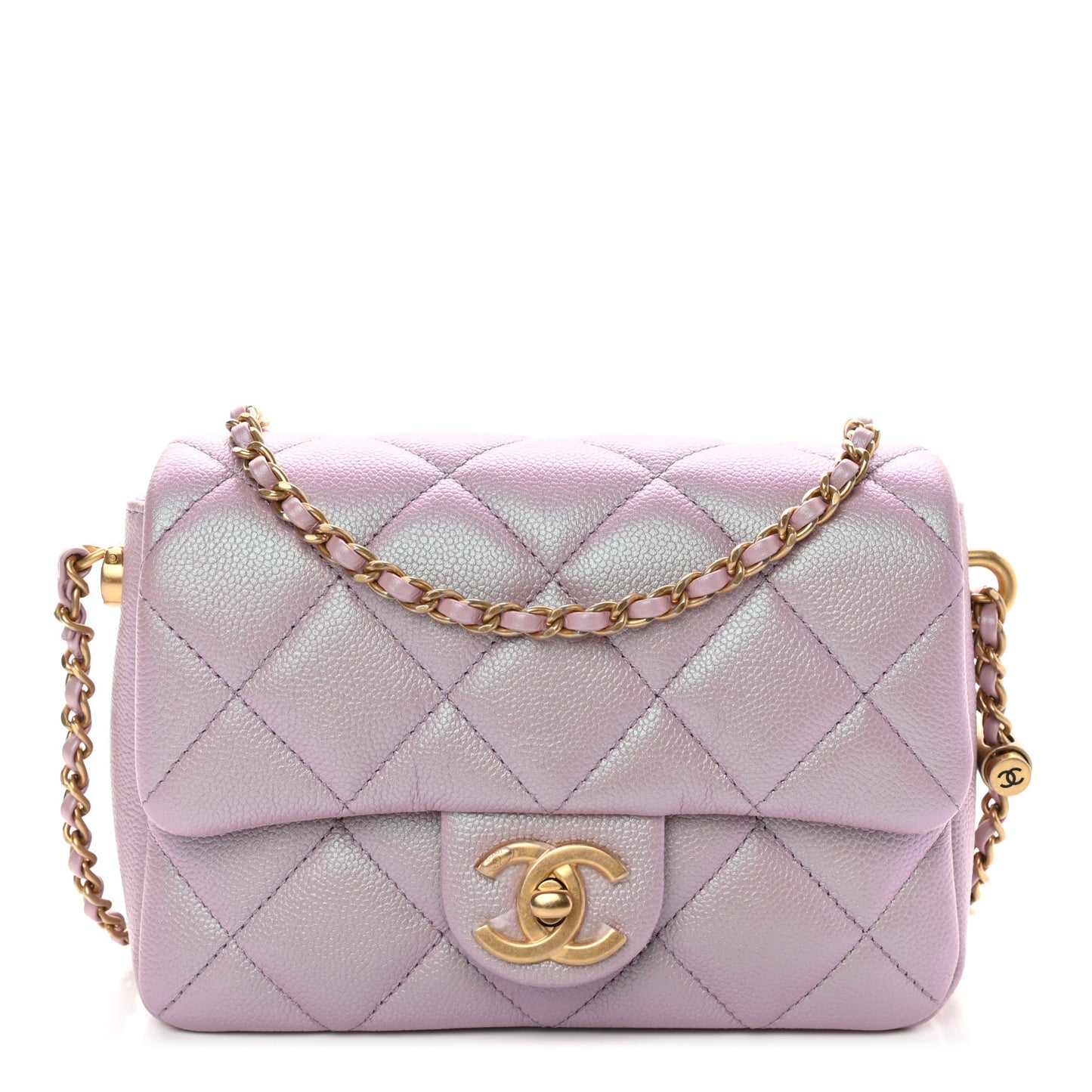 Iridescent Caviar Quilted Mini My Perfect Flap Pink