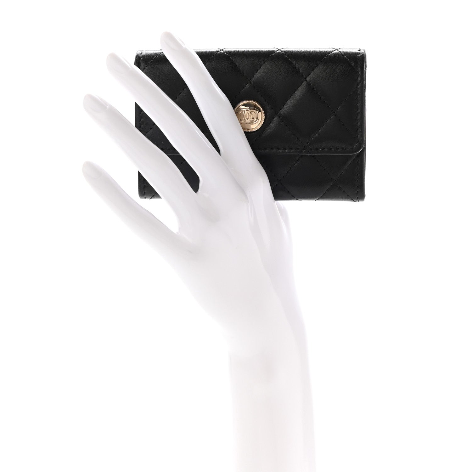 Chanel Quilted Medallion CC Card Holder Black 2 of 10