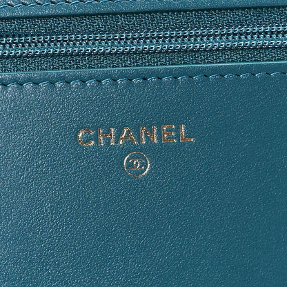Chanel Caviar Quilted Boy Wallet On Chain WOC Teal 6 of 12