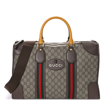 Gucci Soft GG Supreme Monogram Web Neo Vintage Duffle Bag Beige New Acero Crop 1 of 10