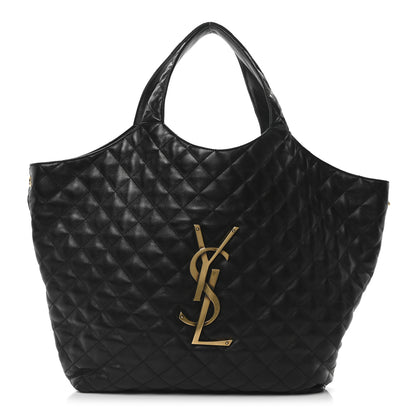 Saint Laurent Lambskin Quilted Maxi Icare Shopping Tote Black 1 of 10