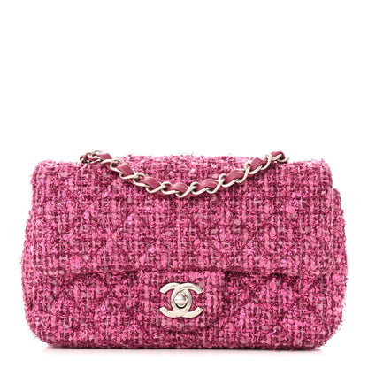 Chanel Metallic Tweed Quilted Mini Rectangular Flap Pink 1 of 11