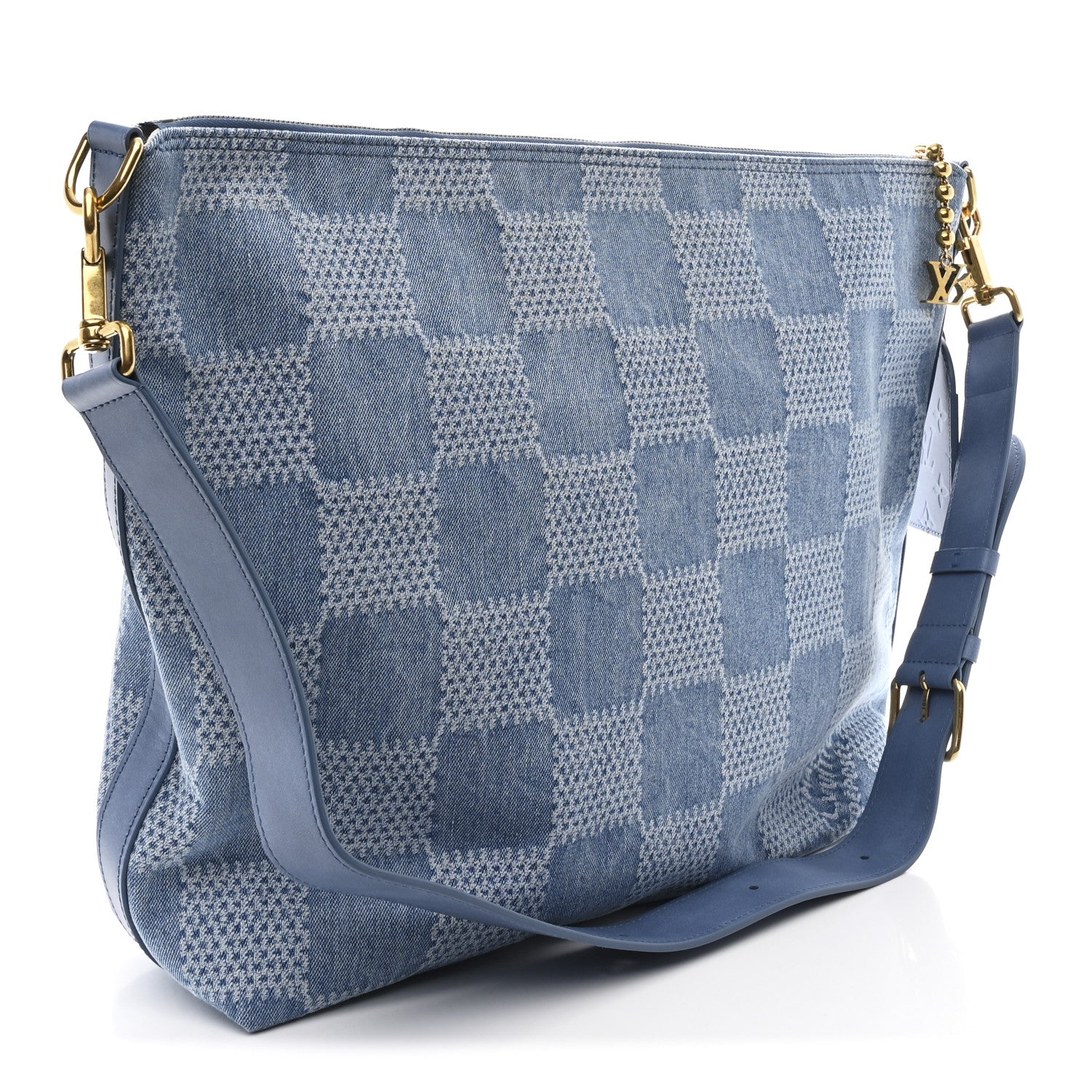 Louis Vuitton Damier Denim Vagabond Hobo Blue 3 of 9