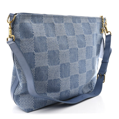 Louis Vuitton Damier Denim Vagabond Hobo Blue 3 of 9