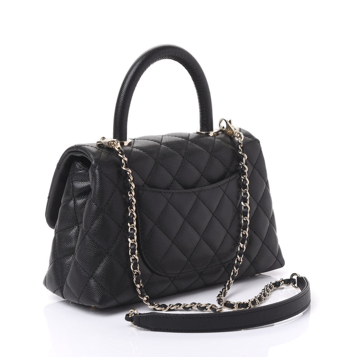 Caviar Quilted Mini Coco Handle Flap Black
