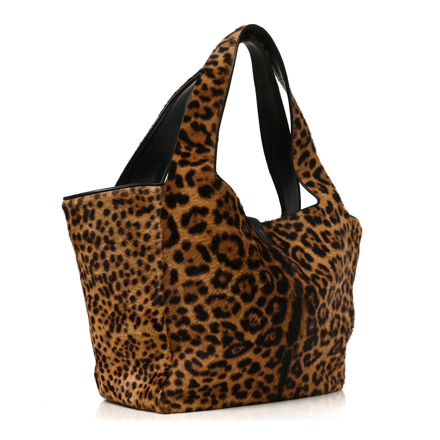 Saint Laurent Pony Hair Nappa Leopard Print Le 5 A 7 Bea Tote Earth Black 5 of 19