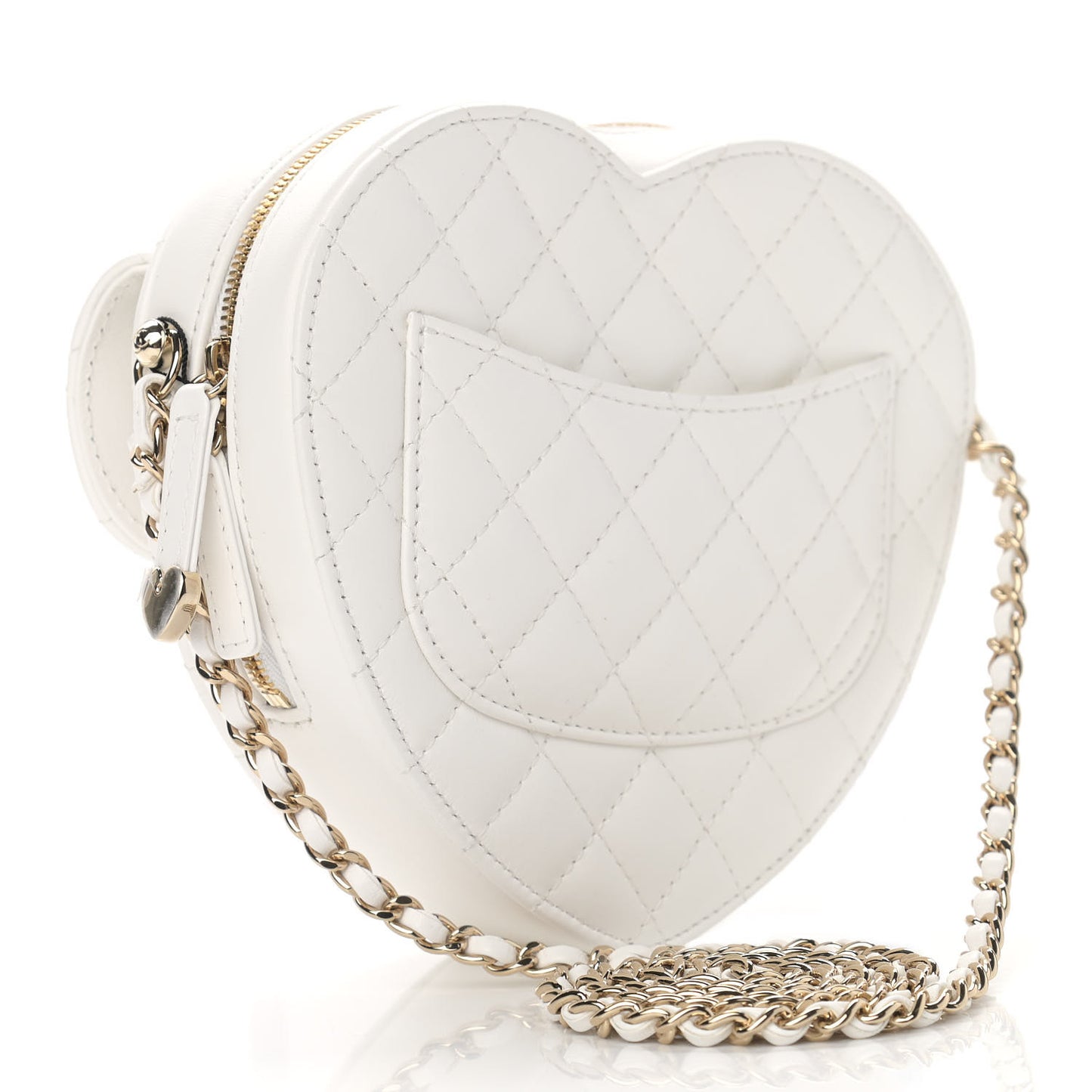 Lambskin Quilted CC In Love Heart Bag White