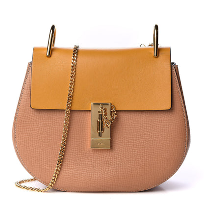 Chloe Grained Calfskin Lambskin Bi-Color Drew Shoulder Bag Wet Sand Sunflower 1 of 9
